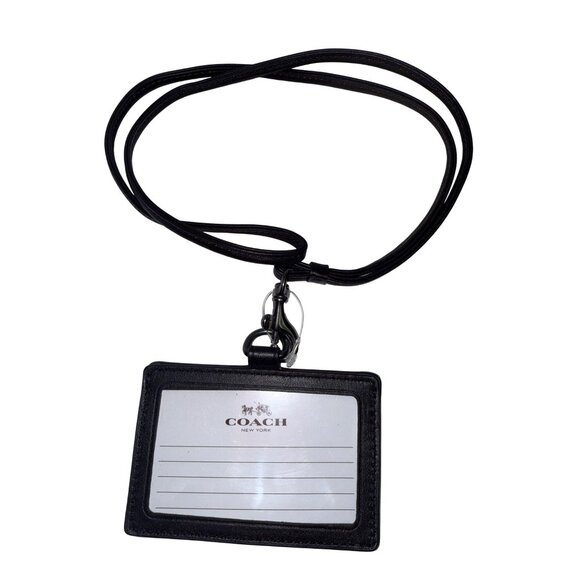 Coach ID Lanyard Expresso Brown Card Holder Signature Canvas Leather Trim NEW - Picture 2 of 6